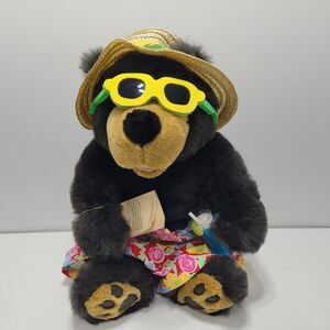 Florida Beach Papa Bear Brown Teddy Sunshades Drink Vtg WT Plush 13" Toy Lovey